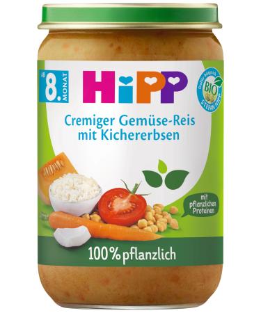 HiPP 100% plant-based menus from 8th / 10th month DA61500 Vegetables/Chickpeas. 220g 220g Vegetables/Chickpeas.