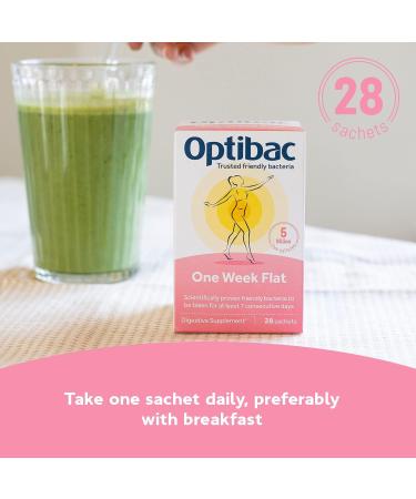 Optibac Probiotics One Week Flat - Vegan Digestive Probiotic Supplement - Bloating Relief with 5 Billion Bacterial Cultures - 28 Powder Sachets - Buy Online on GoSupps.com
