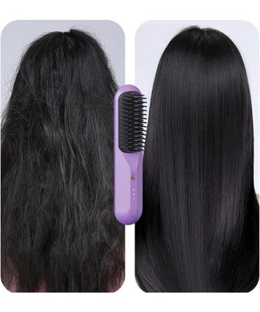 1/2 Cordless Hair Straightening Comb - Portable Ionic Brush with 3 Heat Settings | USB Rechargeable Anti-Scald Straightener for Curly Hair - Buy Online on GoSupps.com
