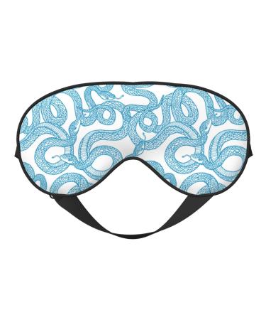 Blue Snake Print Sleep Eye Mask Blindfold with Elastic Strap Headband Soft Eye Cover Eyeshade for Night Sleeping Travel