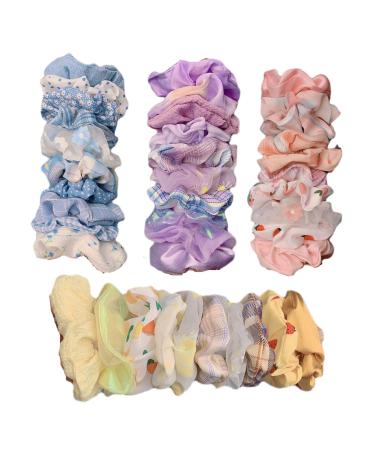 20 Pcs Aesthetic Hair Ties for Women Elastic Fashion Style Hair Accessories Scrunchies Pretty Invisibobble Hair Bands Pom Pom Kawaii Hair Ties for Girls (Pattern A - 40 pcs)