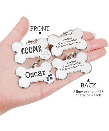 Nibana Dog Tag Personalized Pet ID Tags Custom Dog Name Tags Engraved on Both Sides 4 Lines of Custom Text Paw Print Bone Pet Tag for Dogs Cats (White) - Buy Online on GoSupps.com
