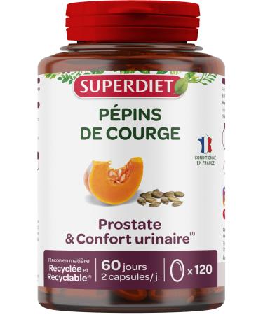 SUPERDIET Squash seeds Prostate & Urinary comfort Herbal medicine Made in France 120 capsules
