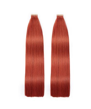 Hotlulana Copper Red Tape Extensions - 16 inch (40cm) Invisible Remy Real Hair - 20 Pack #350 - Buy Online on GoSupps.com