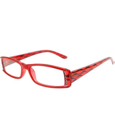 Stylish Designer Reading Glasses for Women - Red Glossy with Rhinestones Spring Hinge Multiple Diopter Options 1.0 to 3.0 - Buy Online on GoSupps.com