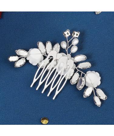 Amosfun Flower Hair Comb Rhinestone Hair Comb Bridal Hair Comb Wedding Hair Side Comb for Women - Buy Online on GoSupps.com