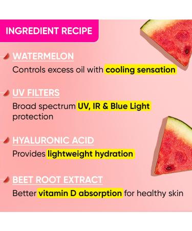 Dot And Key Watermelon Hyaluronic Cooling Sunscreen SPF 50 PA+++ | Lightweight UV & Blue Light Protection | No White Cast | Boosts Vitamin D Absorption | 1.70 FL Oz - Buy Online on GoSupps.com