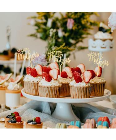 6pcs Happy Mother's Day Cake Topper Gold Acrylic Mothers Day Cupcake Topper Cake Picks Cupcake Toppers for Mothers Day Birthday Party Decoration Supplies - Buy Online on GoSupps.com