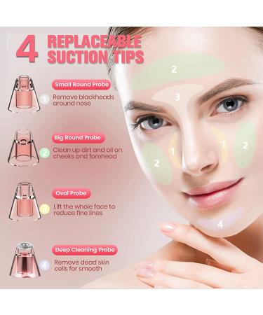 Blackhead Remover Pore Vacuum - LED Screen, USB Rechargeable Cleanser with 3 Suction Power Levels - For Acne, Whitehead Removal - 4 Probes - Women & Men - Buy Online on GoSupps.com
