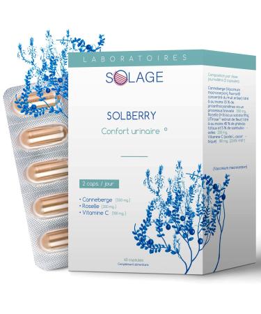 SOLBERRY Women's Urinary Infection Supplement Powerful Cranberry and Hibiscus Extracts – 24-60 Vegan Capsules – French Solage Laboratory