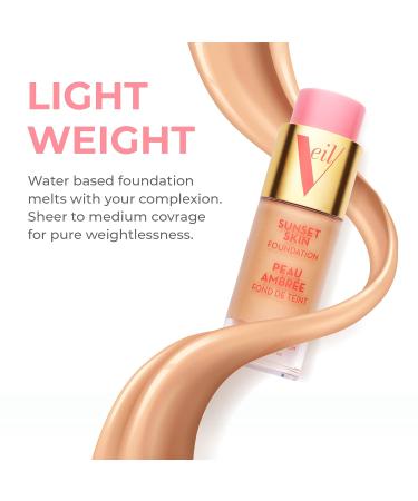 Veil Cosmetics Sunset Skin Liquid Foundation + Sunset Light Primer Set | Buildable Coverage Lightweight & Brightening | Vegan | Water-Resistant - Buy Online on GoSupps.com