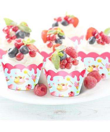 24pcs Dessert Cupcake Wrappers Pick for Ice Cream Hot Summer Hawaii Theme Decor Supplies Baby Shower Girls Boys Happy Birthday Party Decorations - Buy Online on GoSupps.com