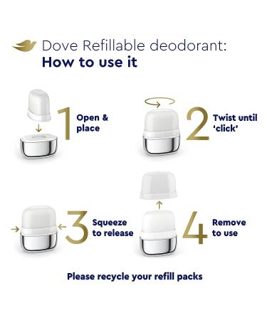 Dove Women's Refillable Deodorant Kit, Cucumber & Green Tea, 0% Aluminum - 2 Refills (1.13oz each) - Buy Online on GoSupps.com