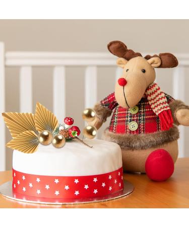 LLMSIX Gold Palm Leaves & Foam Balls Cake Decor Set - Ideal for Baby Showers, Weddings, Birthdays - 28PCS Palm Leaves, 20PCS Foam Balls, 8PCS Leaf Inserts - Buy Online on GoSupps.com