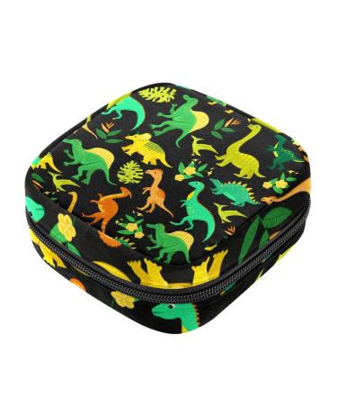 Cartoon dinosaur pattern sanitary napkin storage bag portable period pocket for women teen girls girls menstrual cup pocket silent pad holder color 3