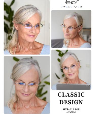Eyekepper Blue Light Blocking Rimless Reading Glasses for Women - Tortoise Arm +2.50 Small Frameless Readers - Buy Online on GoSupps.com