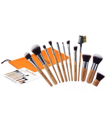 EmaxDesign 12-Piece Bamboo Makeup Brush Set - Professional Synthetic Brushes for Foundation, Blending, Concealer, and More with Bag - Buy Online on GoSupps.com