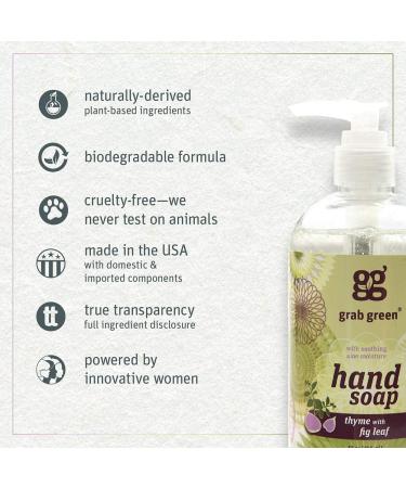 Grab Green Hand Soap Thyme & Fig Leaf 12 oz - Natural & Eco-Friendly Cleanser - Buy Online on GoSupps.com