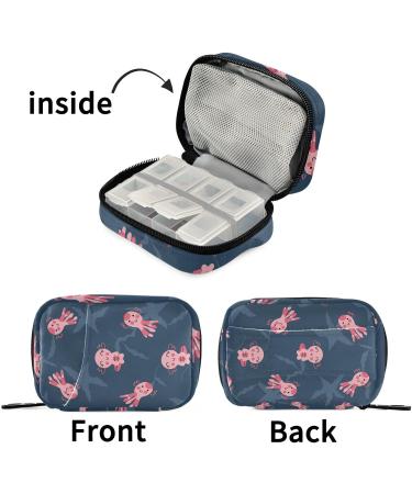 Shop Pfrewn 7 Day Pill Organizer Case - Octopus & Axolotls Travel Pill Box | Portable Vitamin & Medicine Holder - Buy Online on GoSupps.com
