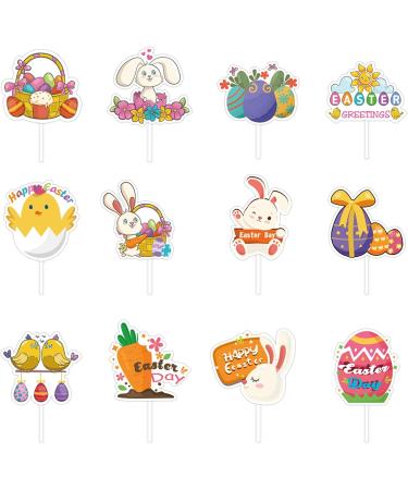 12Piece Easter Party Cake Decorations Easter Cupcake Toppers Festive Rabbit Gnomes Embellishments Dessert Decorations Spring Themed Party Supplies - Buy Online on GoSupps.com