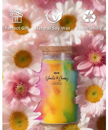 IZIDDO Colourful Scented Candles - Vanilla & Creamy Aromatherapy | 15oz Long-Lasting Handmade Candle for Home Gifts & Birthdays - Buy Online on GoSupps.com