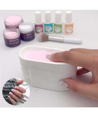 2pcs Dip Powder Recycling Tray System & French Dip Nail Tray Set with Dust Cleaning Brush - Pink & White | AMAZDIP Dipping Powder Nail Glitter Saver Accessories - Buy Online on GoSupps.com