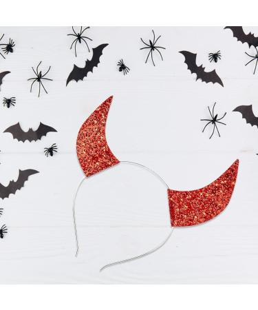 Byhoo Glitter Devil Horns Headbands Halloween Fancy Decoration Cosplay Hairband Red Devil Horns for Women Men Girls and Kids - Buy Online on GoSupps.com