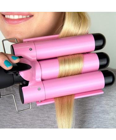 Beauty Babe Waves 3 Barrel Curling Iron Hair Waver 1.25 Inch - Pink Jumbo Ceramic Wand for Perfect Beach Waves - Buy Online on GoSupps.com