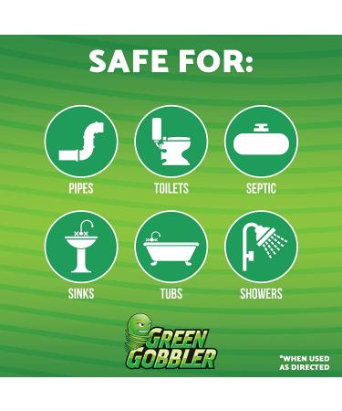 Green Gobbler Liquid Hair Drain Clog Remover for Toilets, Sinks, Tubs - Septic Safe (2 Pack) with 5 Hair Snake Tools - Buy Online on GoSupps.com