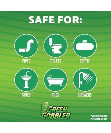 Green Gobbler Industrial Strength Drain Clog Remover Gel | Safe for Pipes Toilets Sinks & Septic Systems - 64 fl. oz - Buy Online on GoSupps.com