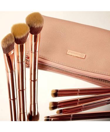 11-Piece Rose Gold Brush Set with Cosmetic Bag by BHcosmetics - Premium Metal Makeup Brushes for Flawless Application - Buy Online on GoSupps.com