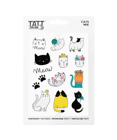 Unique mix of temporary tattoos with cats for the party
