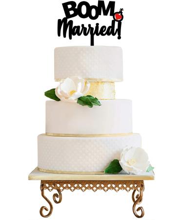 LOVENJOY Boom! Married Funny Wedding Cake Topper Gift-Boxed Black Frosted Acrylic Colour - Buy Online on GoSupps.com
