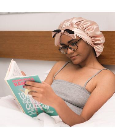 Silk Double Layer Reversible Bonnet for Curly Hair - Pink/Black - Buy Online on GoSupps.com