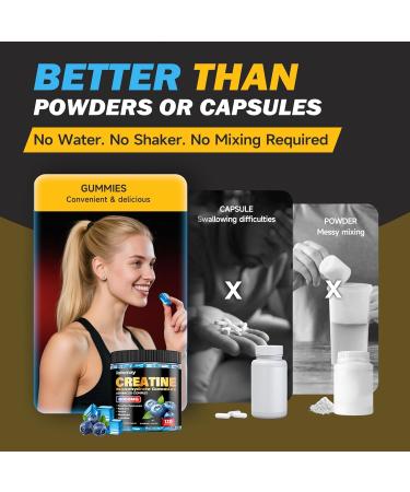 Creatine Monohydrate Gummies for Men & Women 5g Vegan Creatine Gummy with Taurine for Build Muscle Boost Energy & Strength Blueberry Flavor Chewable Sugar-Free Pre Workout Supplements 120 Count - Buy Online on GoSupps.com