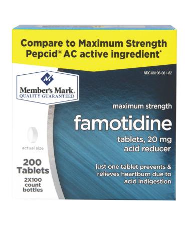 Member Mark Maximum Strength Famotidine Tablets 20mg Acid Reducer (200 Ct)