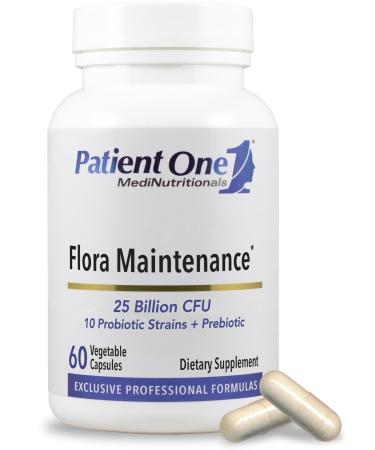 Patient One Flora Maintenance | Probiotic Supplement to Aid Balanced Intestinal Flora* | 25 Billion CFU 10 Probiotic Strains Prebiotic | 60 Capsules