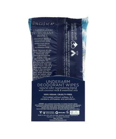 Pacifica Beauty Coconut Milk & Essential Oils Underarm Deodorant Wipes - 30 Count | Aluminum Free Odor Removal On-The-Go | Fresh Coconut Scent | Vegan & Cruelty-Free - Buy Online on GoSupps.com