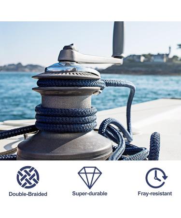TetherTite 1/2 Inch 25 Ft Marine-Grade Double-Braided Nylon Dock Line for Boats - 2 Pack Navy Blue - Buy Online on GoSupps.com