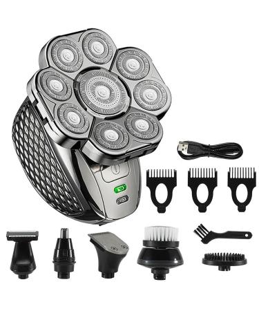 Head Shavers for Bald Men 6 in 1 Men Grooming Kit 9D Shaver IPX6 Waterproof 9 Cutter Floating Head Electric Razor Wet/Dry Bald Head Shavers Beard Trimmer