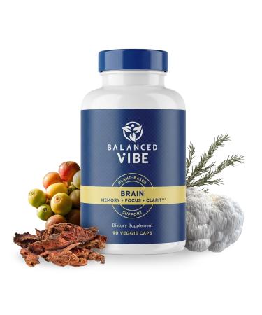 Balanced Vibe Brain Formula | Organic Plant-Based Nootropic for Focus Clarity & Memory | Organic Lion s Mane Ginkgo Bacopa Rhodiola Gotu Kola | Vegan Capsules | 30 Day Supply