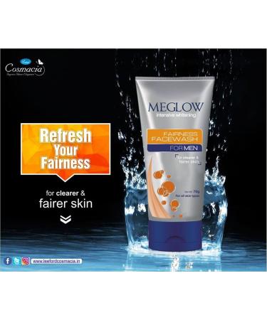 Men's Fairness Combo: Meglow Facewash & Cream for Glowing Skin - Shop Internationally - Buy Online on GoSupps.com