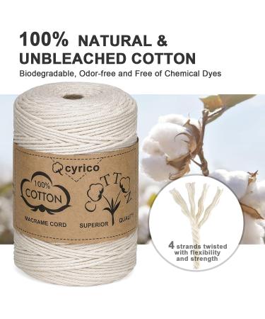 3mm x 300 Yards Natural Cotton Macrame Cord - Twisted Rope for Wall Hanging, Plant Hangers, Gift Wrapping - Wedding Decor Supplies - 300yd (Natural) - Buy Online on GoSupps.com