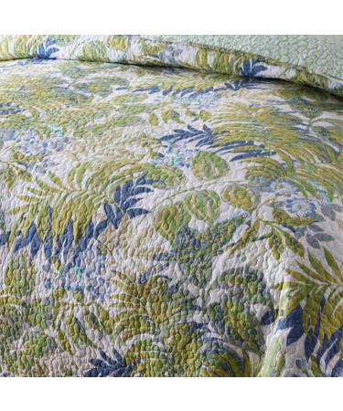 Tropical Plants Pattern Cotton Quilted Bedspread Quilt Sets 3 Pieces Printed Coverlet Set Classic Bohemian Pattern Green Queen Size Soft (Green Queen(91"x98")) - Buy Online on GoSupps.com