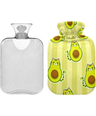 Naanle Sweet Avocado Cat Heat Bottle - 1L Transparent Hot Water Bottle for Bed & Pain Relief | Warmth & Cold Therapy - Buy Online on GoSupps.com