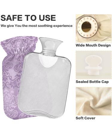 Hot Water Bottle with Floral Cover - 1L for Pain Relief | Purple Design | Ideal for Bed & Foot Comfort - Buy Online on GoSupps.com