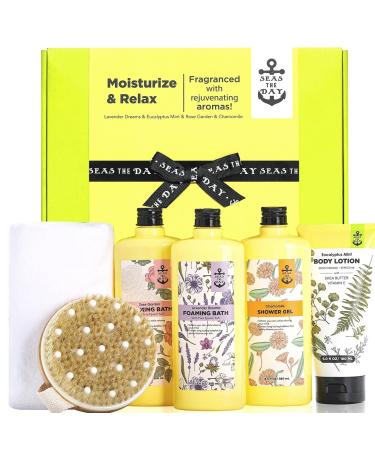 Spa Gifts Baskets for Women Bubble Bath Gift Set for Women Relaxing Lavender Rose Chamomile Eucalyptus Scented Self Care Gifts Package for Women Females Rose & Lavender & Chamomile