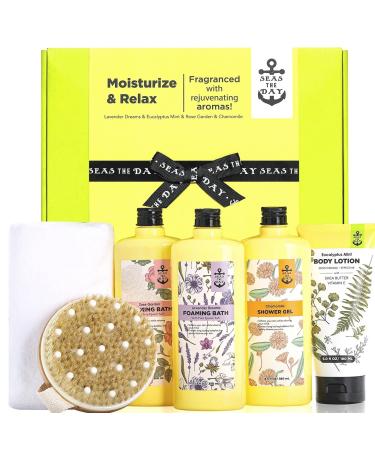 Spa Gifts Baskets for Women Bubble Bath Gift Set for Women Relaxing Lavender Rose Chamomile Eucalyptus Scented Self Care Gifts Package for Women Females Rose & Lavender & Chamomile