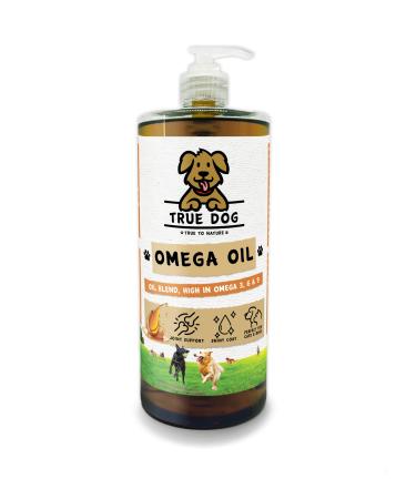 True Dog Premium Omega Oil High Grade Omega 3 6 & 9 supplement for Dogs & Cats | Hemp & Flaxseed Blend Joint Mobility Skin & Coat Support (1ltr)