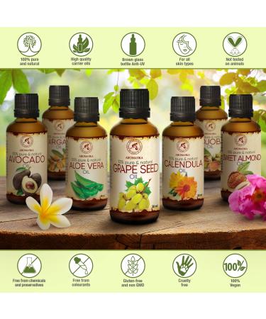 Cold-Pressed Grape Seed Oil 100% Pure - Vitis Vinifera - 50ml Glass Bottle - Intensive Care for Face Body & Hair - Premium Italian Cosmetics - Buy Online on GoSupps.com